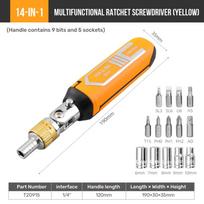 14 in 1 Ratchet Screwdriver Set Portable Hand Repair Tool Universal Dual-purpose Screwdriver Multi-function Screwdriver Bit Set geltona