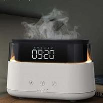 Smart Flame Effect Diffuser Humidifier Quiet Multifunctional Aroma Diffuser Aromatherapy Diffuser Humidifier With LED Clock Type-C balta
