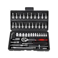 Customizable 46pcs 1/4 Inch Socket Impact Wrench Car Tool Set Steel and Carbon Steel Screw Driver Handles with  Hard Case (Black,Bicycle Repairing Tool Set&46pcs) juoda