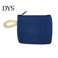 Data Cable Organizer Women Coin Purse, Fabric Mini Change Portable Small Japanese Casual Style Bag Zippered Pouch for Coins Cash Cards Lipstick tamsiai mėlyna spalva