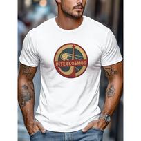 European Size Men'S INTERKOMOS Pattern All-Season Casual Short Sleeve T-Shirt S balta