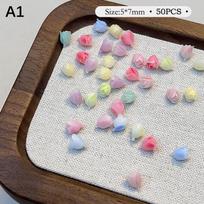 50Pcs Mini Gradient Colors Tulip Nail Charms Rhinestone Decoration 3D Nail Charm Diy Manicure Rhinestones Accessories Supplies A1