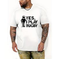 Yes, I Play  Men's  Cotton T-Shirt - Navy Blue with  Player Graphic, Round Neck, Short Sleeve, Machine Washable, Casual Sporty Design for  Fans S balta