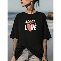 Soft Tee  Adopt Love  Graphic T-Shirt - Perfect Gift for Pet Lovers, Pet Adoption Event, Family Reunions, and Team Building S juoda