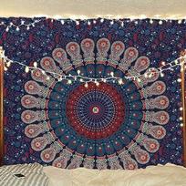 Bless International Indian hippie Bohemian Psychedelic Mandala Wall hanging Bedding Tapestry Poster vidurnakčio mėlyna spalva