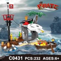 Building Block Pirate Ship Sailing Castle Toy Model Children Assemble Small Particle Tabletop Ornament