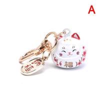 Japoniškas mielas Lucky Cat raktų pakabukas Automobilinis krepšys Dekoras Water Sound Bell Pendent Charm