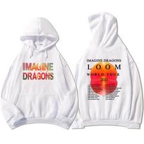 Imagine Dragons Loom Tour gobtuvai Streetwear Unisex Hip Hop ilgomis rankovėmis bliuzonai Harajuku su grafika gobtuvas vyrams moterims gobtuvas S white