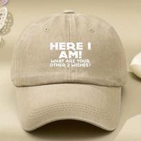 You Have Two Wishes Printed Vintage Washed Outdoor Duckbill Cap Trendy Curved Brim Baseball Hat Sunshade Soft Top American Duc