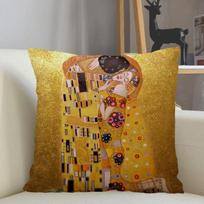 Gustav Klimt Art Pillowcase Home Sofa Office Cushion Polyester Fabric Pillow Cushion Cover Size 40X40cm One Sides 40x40cm