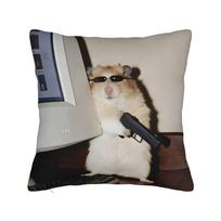Sad Hamster Face Pillowcase Polyester Cushion Cover Decorative Meme Throw Pillow Case Cover Home Square 45X45cm 40x40cm