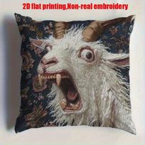 VIKAMA Spooky Goat Face 2D Flat Printed Pillow - Unique Non-Real Embroidery Home Decor Sofa Cushion Cover, Home Decor 30x30cm