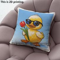 Cute Duck Tulip Print Square Pillow Covers Pattern Cushion Cover Suitable For Sofa Bedroom Car Pillow Cover 40x40cm