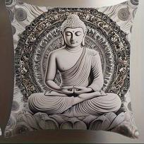 Meditating Buddha with Ornate Pattern Double-sided Printed pillow cover Short plush Suitable living rooms throw cushion cover 35x35cm