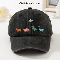 Dinosaur UFO Print Washed Baseball Cap Cotton Adjustable Snapback Hat for Youth Outdoor Play One Size