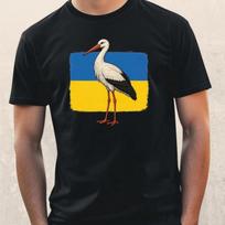 T-Shirt Herren Storch mit Ukrainische Flagge Motiv Baumwolle Größe S bis 5XL XXL