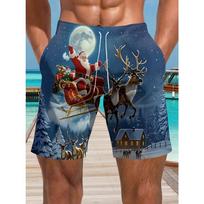 Men's Essential Casual Shorts Outdoor Wear Creative Santa Claus Colorful 3D Printed Shorts Loose Casual Plus Breathable Cool Summer Versatile Shorts S