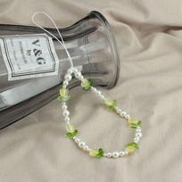 Tulip Tulip Bead Phone Charm Strap Pearl Bead Flowers Beaded Cellphone Strap  Mobile Phone geltona