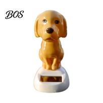 Shiny Smooth Solar Figure Dog Car Dashboard Toy, Yellow Puppy Nodding Figure, Auto Swing Powered Figurine Toy for Office Desk, Cute Animal Decor Kids geltona