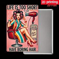 Vintage Barber Salon Metal Sign Life Is Too Short To Have Boring Hair Quote Retro Wall Decor 8x12 Inch Tin Plaque (Multicolor,TYA-1078509-20x30) įvairiaspalvis