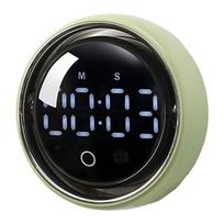 LED Display Magnetic Kitchen Timer Round Manual Countdown Timer Digital Timer  Cooking žalia