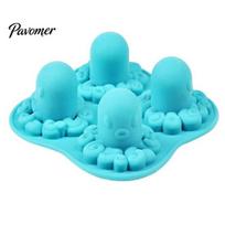 Fun Drink Accessories Octopus Ice Cube Tray Mold, 4 Grid Maker, Food Grade Soft TPR Easy Release for Jelly Chocolate Drinks And Cocktails Refrigerator mėlyna