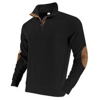Spring Autumn Men Henley Top Four Button Half Neck Contrast Faux Suede Elbow Patches Long Sleeve Vintage Daily Streetwear Casual Pullover Sweatshirt S juoda