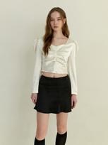 Kinder Baby Satin Puff Shirring Blouse - Cream Cream/Free