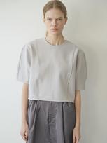 Raye Boa Voluminous Sleeve Crop Blouse Gray
