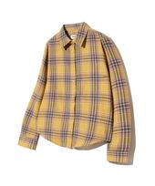 Viva Brown 85-Viva083 Retro Piece Slim Fit Long Sleeve Check Shirt Yellow Yellow/Free