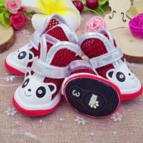Cute Panda Pet Shoes For Puppies Little Small Dogs Summer Breathable New Cat Boots Footwear Accessories For Yorkshire Products 1 raudona
