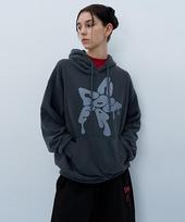 Uncover Melting Star Logo Pigment Hoodie Charcoal Free