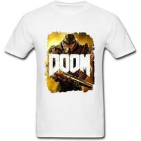 JuDian DOOM 2016 Video Game Poster T Shirt For Men S balta