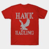 Men Black Print T-shirt Hawk Hauling No-Cut Transfer Paper Print Cotton Tshirt S raudona