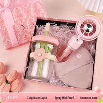 Tulip Glass & Portable Fan Gift Set