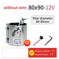 80x90mm Dvigubas nerūdijančio plieno kuro filtro šildytuvas 100W 12v 24v Pikapo automobiliui Dyzelinio kuro filtro Elektrinis šildymo žiedas Apvalkalas no wires 80x90 12V