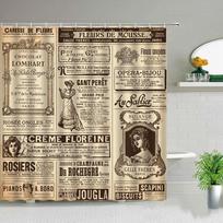 London Big Ben Shower Curtain European Style Red Tram Telephone Hall Scenery Old Newspaper Bath Screen Bathroom Curtain Box 35x70in-90x180cm