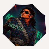 1pc Michael Jackson Custom Name Automatic Folding Umbrella - Compact 8-Rib Design, Durable Plastic & Iron, Daily Use 016