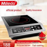 Komercinė 3500W indukcinė kaitlentė išmaniajam namui: Didelės galios elektrinė viryklė wok kepti ir sriuboms. 3502# Flat Induction Cooker (Button Model) black