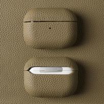 Dėklas Airpods Pro, natūralios odos dėklas Airpods 4/3 /2/ Pro 3 2 1, apsauginis dėklas, AirPods dėklas, karvės odos įkrovimo dėklas For Airpod Pro chaki
