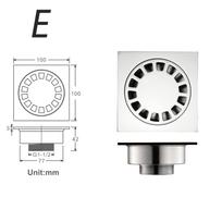 Bathroom Shower Drain100*100mm Brass Chrome Anti-odor Floor Drain Chrome (as the picture,Brass)