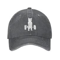 Punk Cotton Funny Powerlifting Cat Deadlift Lifting Baseball Cap for Men Women Adjustable Dad Hat Sports One Size