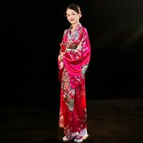 Cosplay Costume Traditional Japanese Kimono Japanese Style Printed Floral Sakura Girl Kimono Dress Elegance Asian