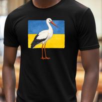 T-Shirt Herren Storch mit Ukrainische Flagge Motiv Baumwolle Größe S bis 5XL M
