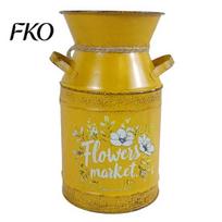 Retro Metal Milk Can Vase Rustic with Handle, Vintage Jug for Shabby Flower Pot Fresh/Dried/Artificial Flowers, Distressed Container Home Decor 1pc