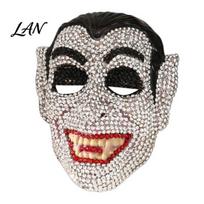 Sparkling Rhinestone Mask Halloween Skull Full Face Mask, Sparkly Masquerade Eye-catching Stage Prop for Party, Adjustable Strap Cosplay Women
