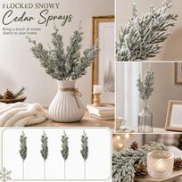 Artificial Cedar Branches 4 Pack Frosted Snow Fake Cedar Stems for Vase Arrangement Home Living Room Decor One Size