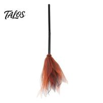 Cosplay Costume Accessories Halloween Witch Broom Prop, Detachable Mesh Wizard Broomstick for Festival Stage Performance Party Performance, B