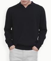 Viscose Soft Cozy Collar Knit (Navy, Men) Navy/L