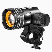 LED Bicycle Headlight, Zoom Adjustable USB Rechargeable Front Light, Waterproof Cycling Flashlight for MTB 100-300 Lumen&1000-3000 Mah juoda